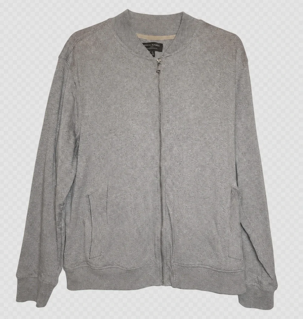 Banana Republic Luxe Touch Bomber Jacket XL Gray Full Zip Cotton Mens Coat